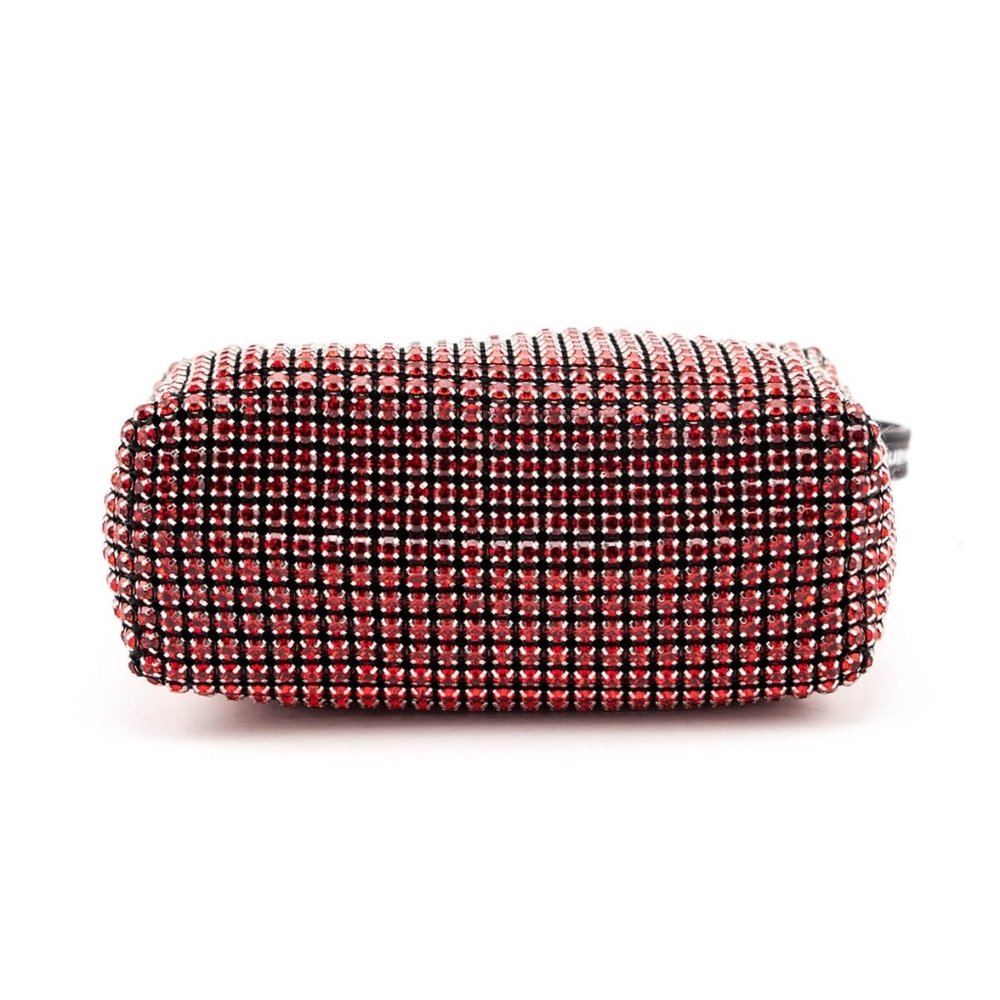 Ruby Red Beaded Rhinestone Crossbody Top Handle Bag New - Picture 4 of 6